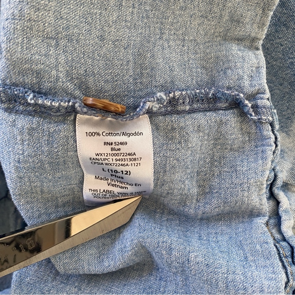 🪩Wonder Nation Blue and white Denim dress size girls L 10/12 - Picture 7 of 7